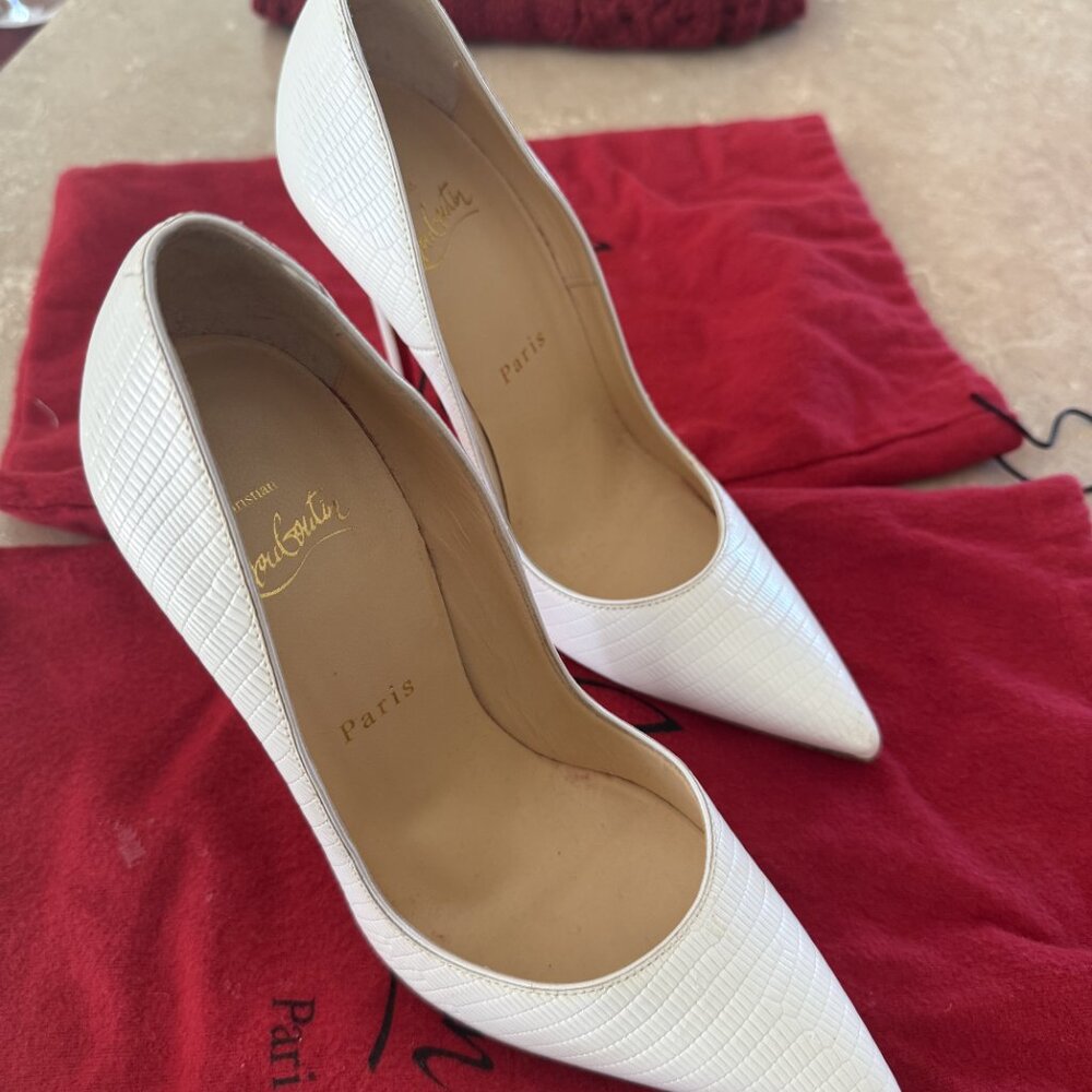 New! Christian Louboutin So Kate Croc Embossed White Pumps - Limited Edition